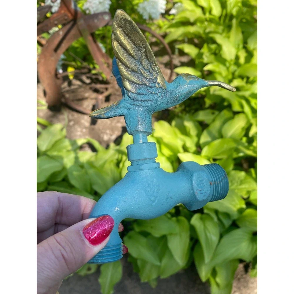 Hummingbird Faucet Handle Garden Decor New Rustic Metal Brass Spigot